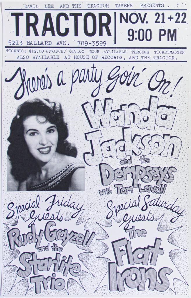 1997 Wanda Jackson and the Dempseys with Tom Lavell The Tractor Tavern Poster Excellent 79 (1 of 2)