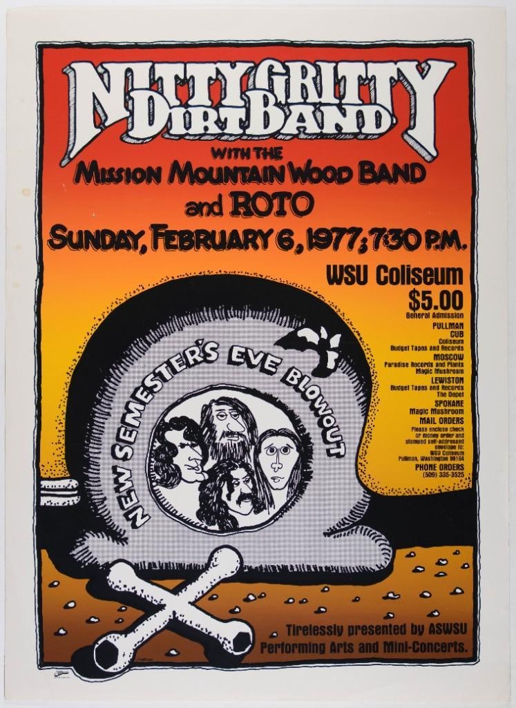 1977 Nitty Gritty Dirt Band WSU Coliseum Poster Excellent 75 (1 of 2)