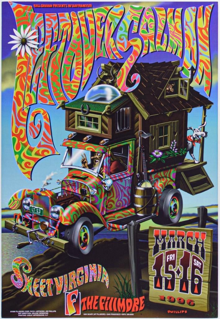 1996 Leftover Salmon The Fillmore Poster Near Mint 87: The New Fillmore concert poster series was initiated in 1988 when legendary promoter Bill Graham started producing events again at the historic original Fillmore Auditorium in San Francisco. Though th