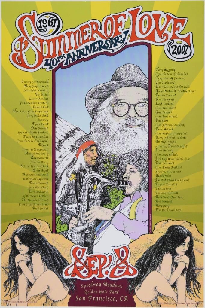2007 Summer of Love 40th Anniversary Golden Gate Park Poster Near Mint 87 (1 of 1)