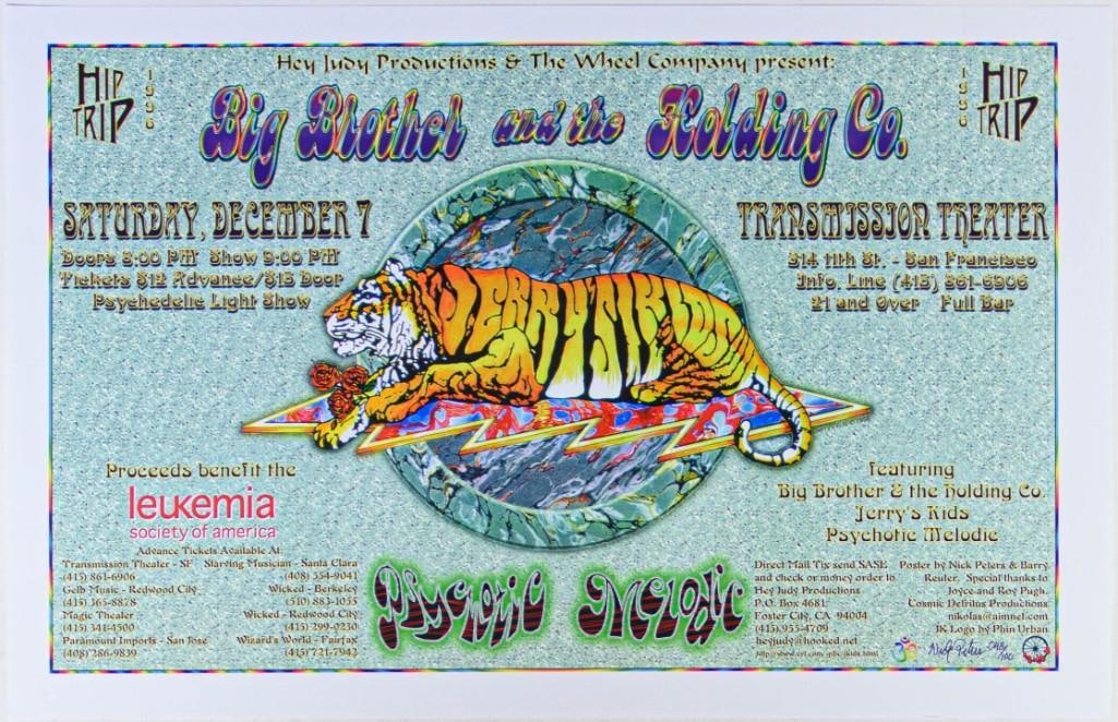 1996 Big Brother and the Holding Company Transmission Theater Signed Nick Peters Poster Near Mint 89 (1 of 2)