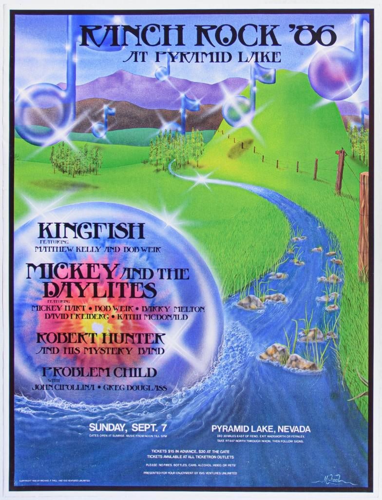 1986 Kingfish Mickey & The Daylites Robert Hunter John Cipollina Pyramid Lake Poster Near Mint 85 (1 of 2)