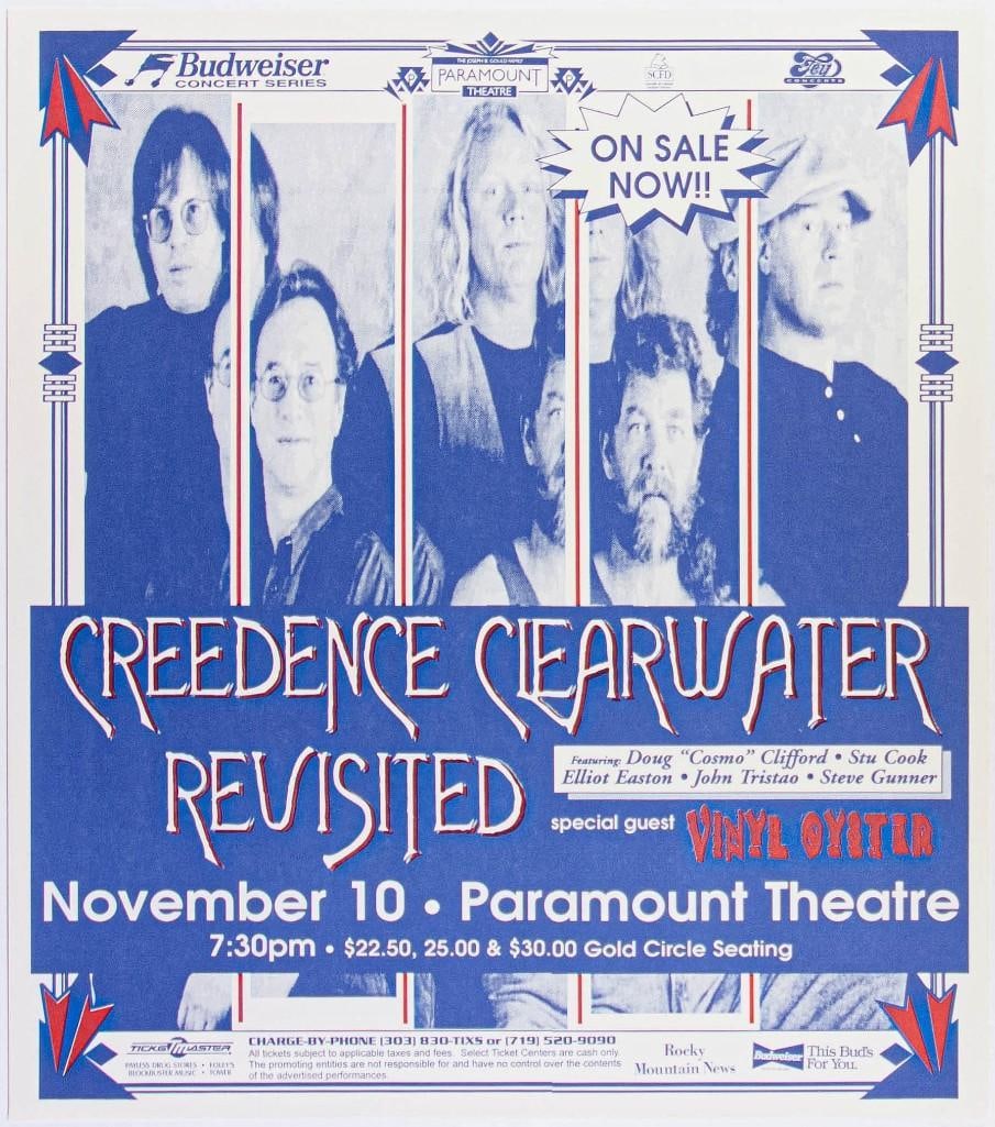 1995 Creedence Clearwater Revisited Vinyl Oyster Paramount Theatre Poster Near Mint 87 (1 of 2)