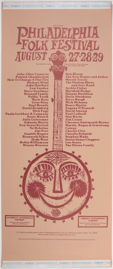 1976 The 15th Annual Philadelphia Folk Fest New Grass Revival Old Pool Farm Poster Near Mint 80 (1 of 2)