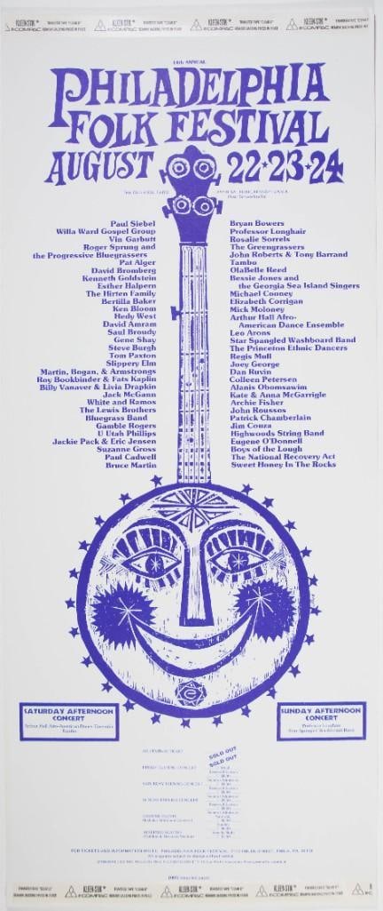 1975 The 14th Annual Philadelphia Folk Festival Tom Paxton Old Pool Farm Poster Excellent 79 (1 of 2)