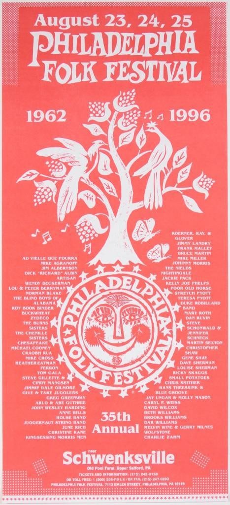 1996 The 35th Annual Philadelphia Folk Festival Mary Roth Old Pool Farm Poster Near Mint 89 (1 of 2)