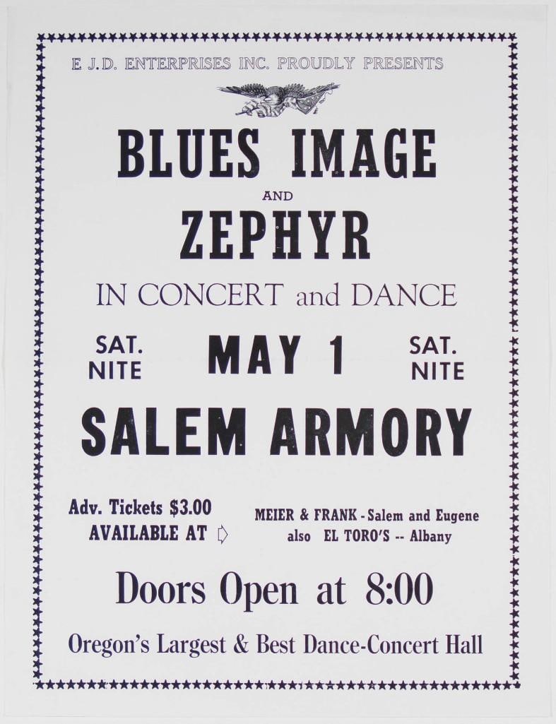 1971 Blues Image Zephyr Salem Armory Handbill Near Mint 80 (1 of 2)