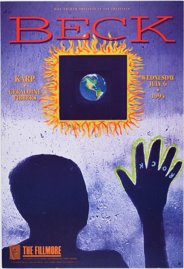 1994 NF-152 Beck The Fillmore Poster Near Mint 87: The New Fillmore concert poster series was initiated in 1988 when legendary promoter Bill Graham started producing events again at the historic original Fillmore Auditorium in San Francisco. Though