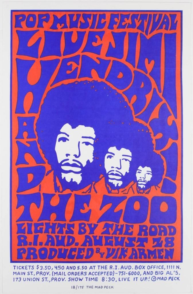 1995 Jimi Hendrix Rhode Island Auditorium Commemorative LE Poster Mint 91 (1 of 2)
