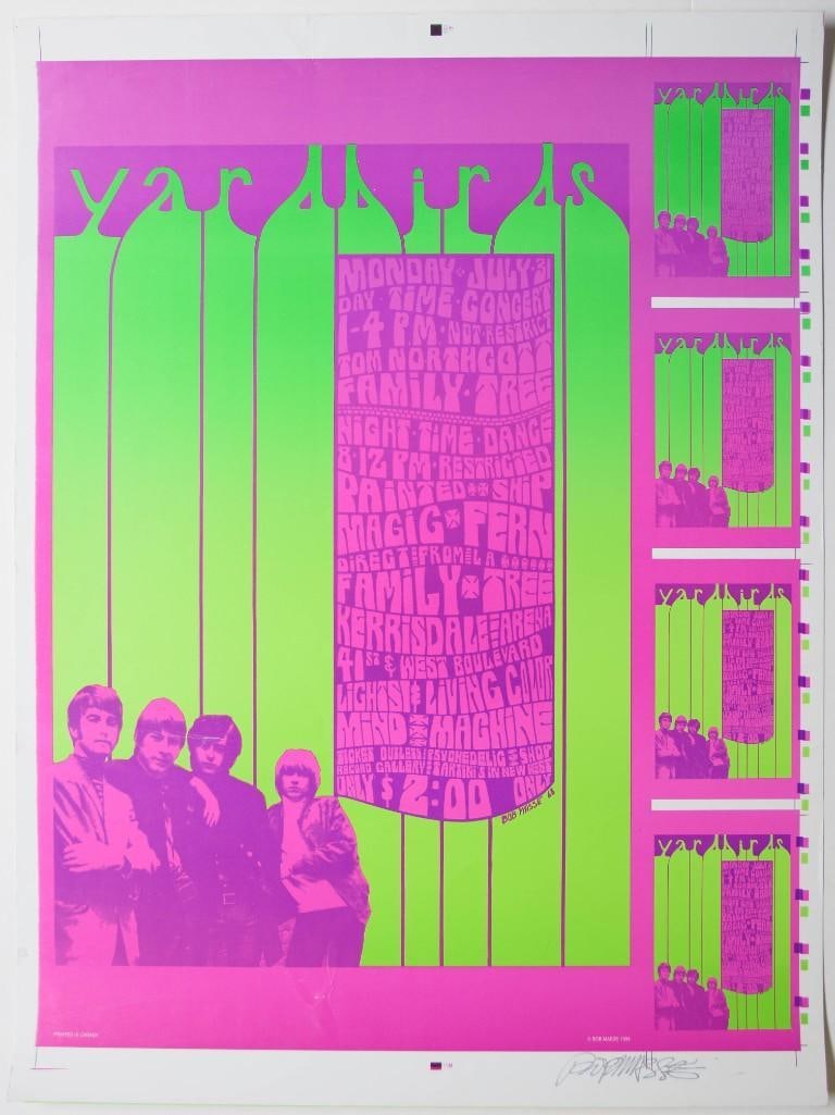 1967 Bob Masse Yardbirds Kerrisdale Arena Vancouver RP Uncut Proof Signed Masse Poster Excellent 75 (1 of 2)