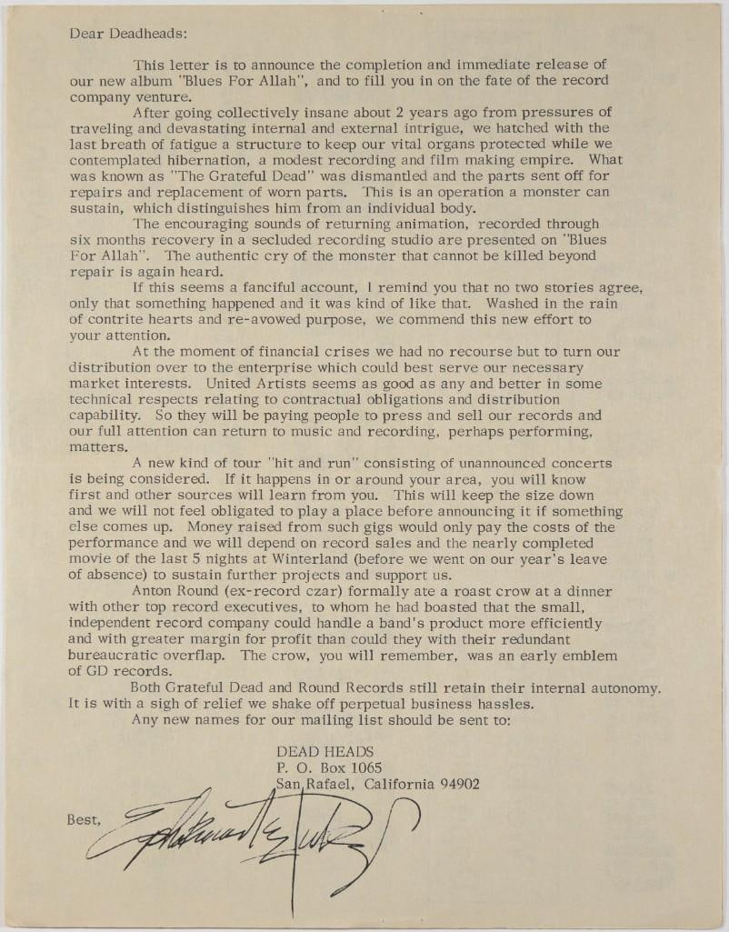1975 Grateful Dead Records Mailer Extra Fine 67 - 3