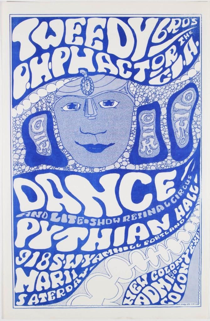 1967 Tweedy Brothers Pythian Hall Portland Poster Near Mint 85 (1 of 2)