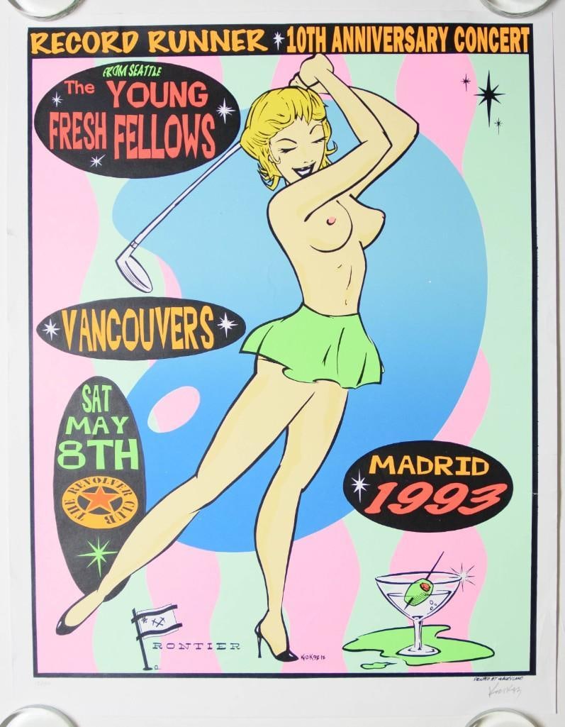 1993 Frank Kozik The Young Fresh Fellows Revolver Club Madrid LE Signed Kozik Poster Excellent 70 (1 of 2)