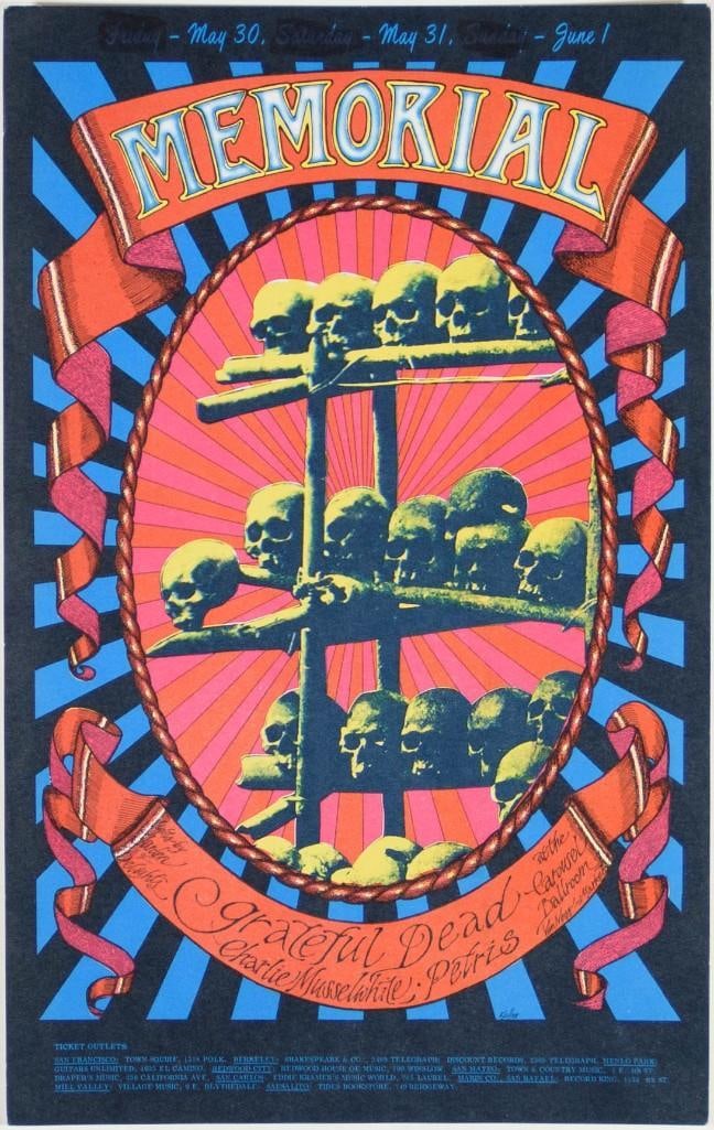 1968 AOR-2.160 Alton Kelley Grateful Dead Jefferson Airplane Carousel Ballroom Handbill Near Mint 87 (1 of 2)