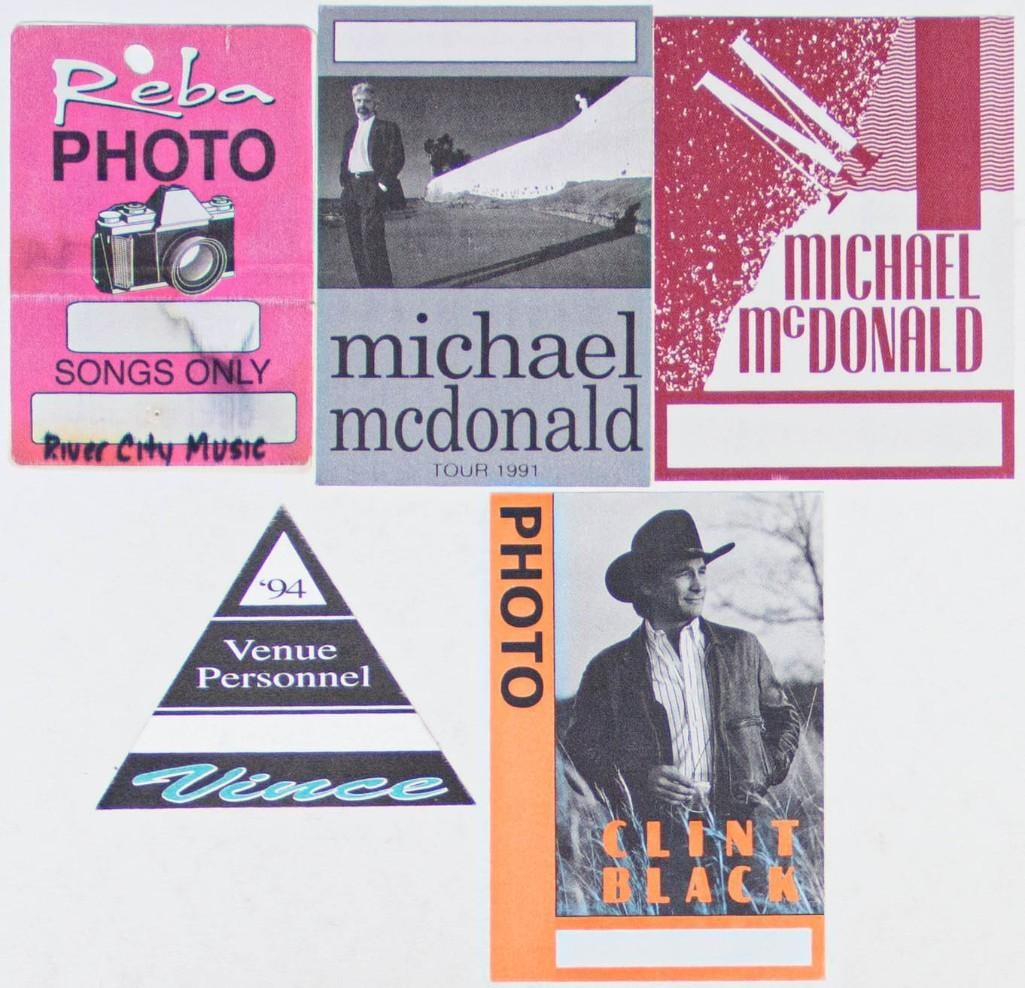 Lot of 5 Backstage or Crew Passes Reba Vince Clint Black Michael McDonald NG (1 of 1)