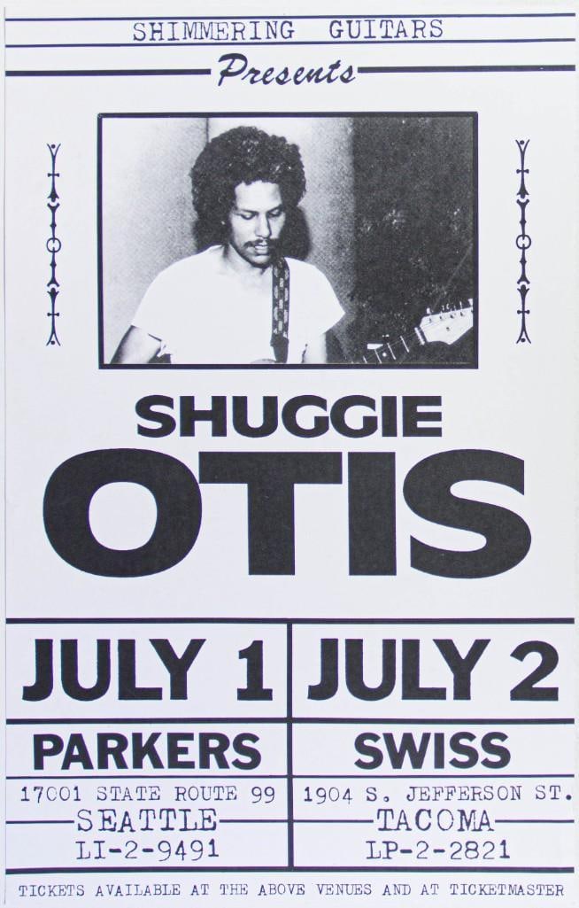 1998 Shuggie Otis Parkers Ballroom Seattle and Swiss Tacoma Cardboard Poster Excellent 75: This cardboard poster announced a two-night run in Washington state featuring singer-songwriter Shuggie Otis. The artist played in Tacoma and Seattle in July 1998. Condition Details: Cardboard. Creas