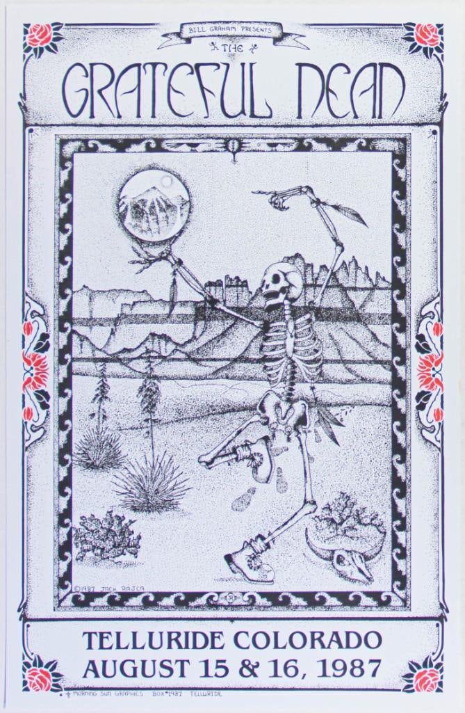 1987 Grateful Dead Telluride Fan Made RP Poster Near Mint 89: This is a fan-made reprint poster created for the Grateful Dead's 1987 appearance in Telluride, Colorado. Nice artwork in near mint condition! Condition Details: Fan art --CRITICAL DETAILS--
