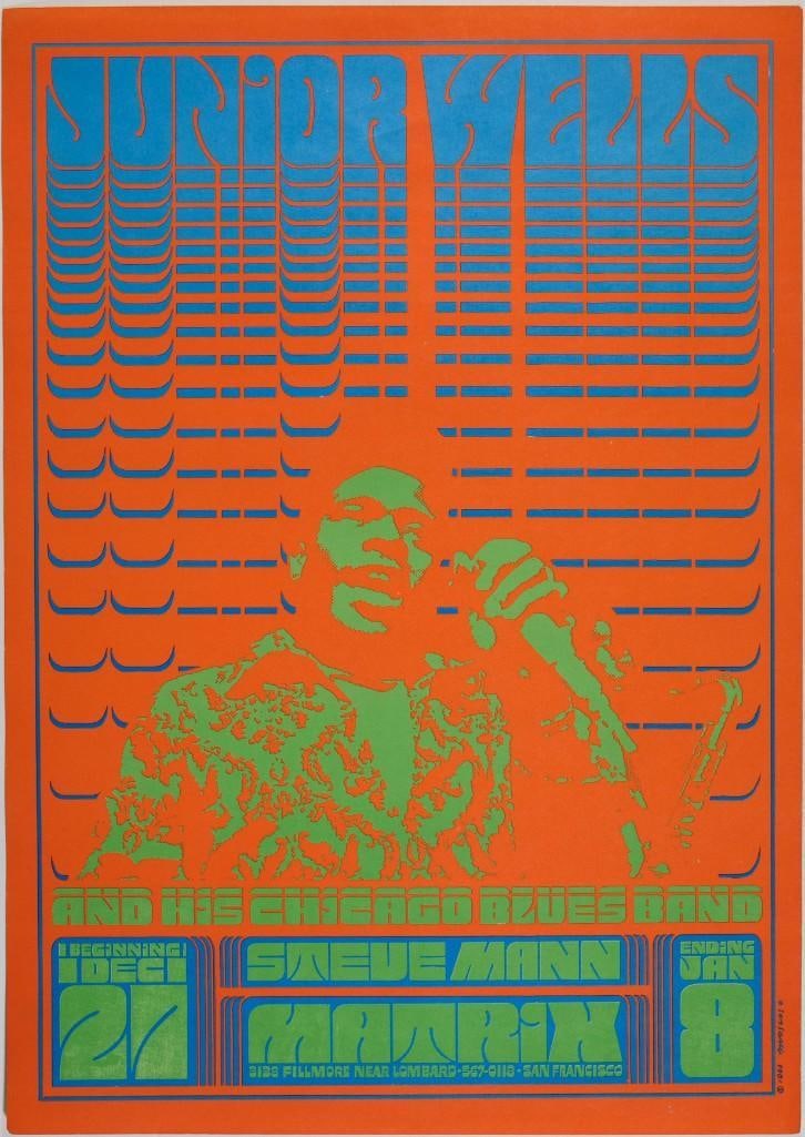 1966 NR-1 Junior Wells Chicago Blues Band The Matrix RP2 Poster Near Mint 83 (1 of 2)