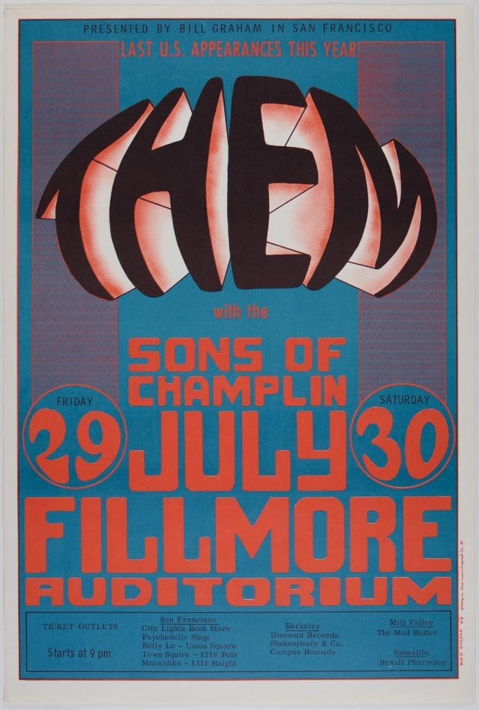 1966 BG-20 Them Sons of Champlin Fillmore Auditorium RP2 Poster Near Mint 87 (1 of 2)