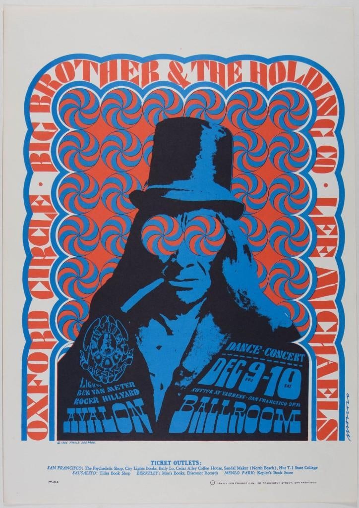 1966 FD-38 Big Brother Janis Joplin Oxford Circle Avalon Ballroom RP3 Poster Near Mint 85 (1 of 2)