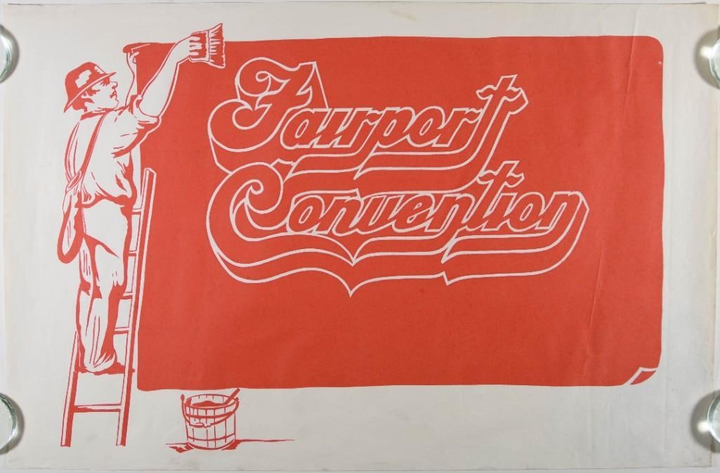 1970s Fairport Convention Promotional Poster Excellent 71: This promotional poster was produced for the British band Fairport Convention. The band, which formed in 1967, is known for its blend of traditional British folk music and rock music. We at