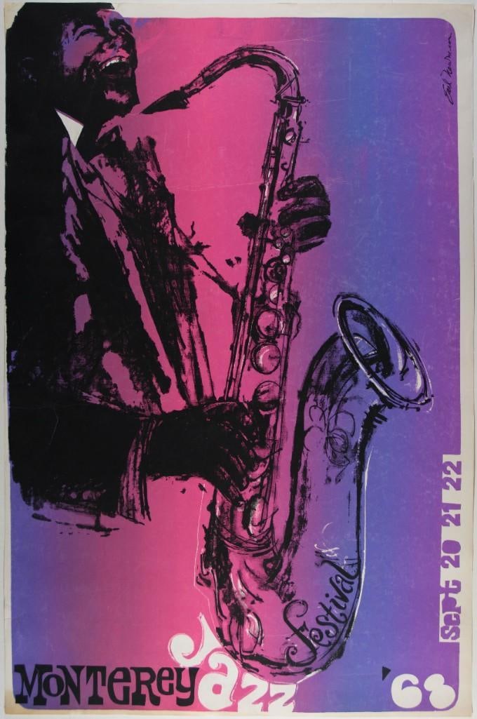 1968 Monterey Jazz Festival Dizzy Gillespie Monterey County Fairgrounds Restored Poster Excellent 70 (1 of 2)