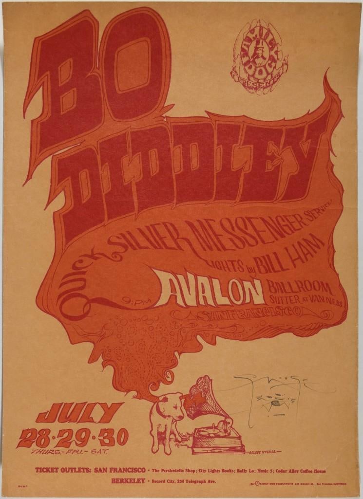 1966 FD-18 Quicksilver Messenger Service Avalon Ballroom RP2 Signed Mouse Poster Excellent 75 (1 of 2)