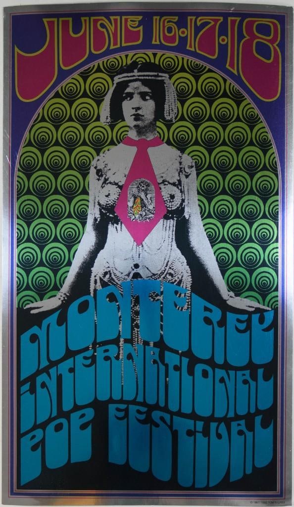 1967 AOR-3.5 Jefferson Airplane Grateful Dead Monterey Pop Festival RP3 Poster Near Mint 85 (1 of 2)