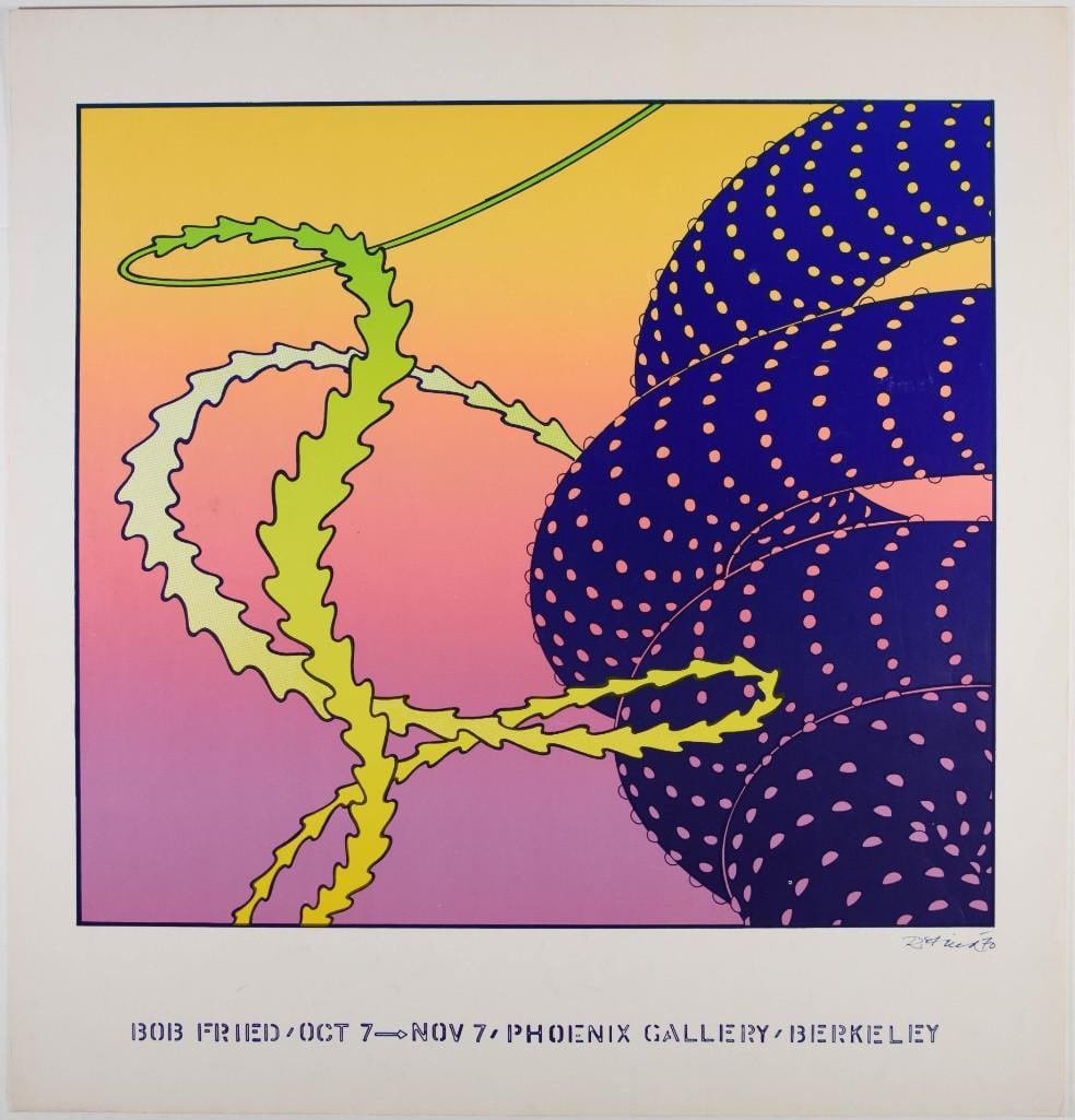 1970 Bob Fried Phoenix Gallery Berkeley Poster Near Mint 85: Bob Fried was one of the most highly regarded poster artists of the era. Fried was a trained commercial artist who taught at the San Francisco Art Institute. Like the work of his friend Victor Moscoso