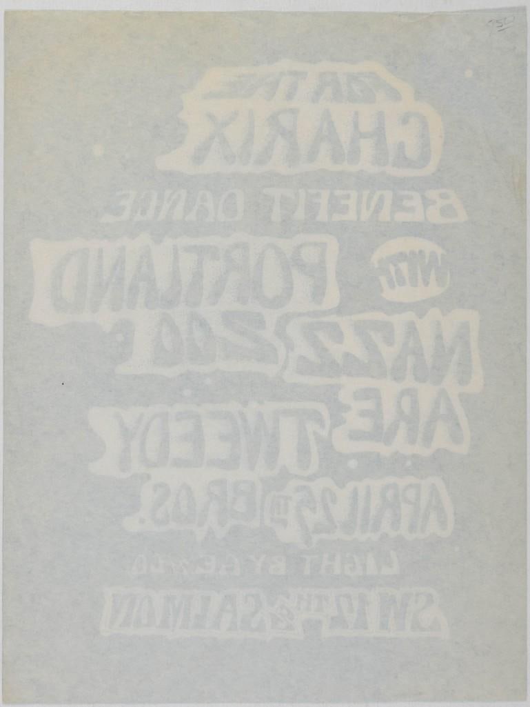 1969 Benefit Dance Portland Zoo Nazzare Tweedy Bros Charix Handbill Extra Fine 69 - 2