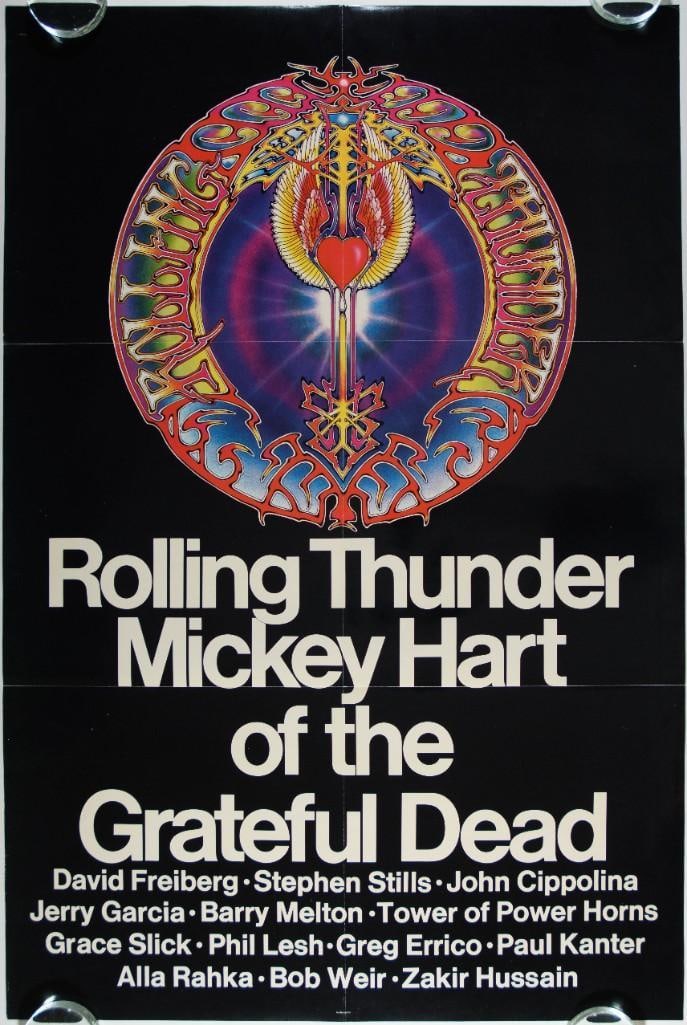 1972 Mickey Hart Rolling Thunder Promotional Poster Near Mint 81 (1 of 2)