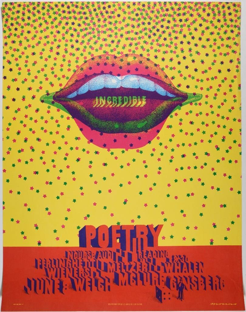 1968 NR-24 Incredible Poetry Nourse Auditorium Poster Extra Fine 69 (1 of 2)