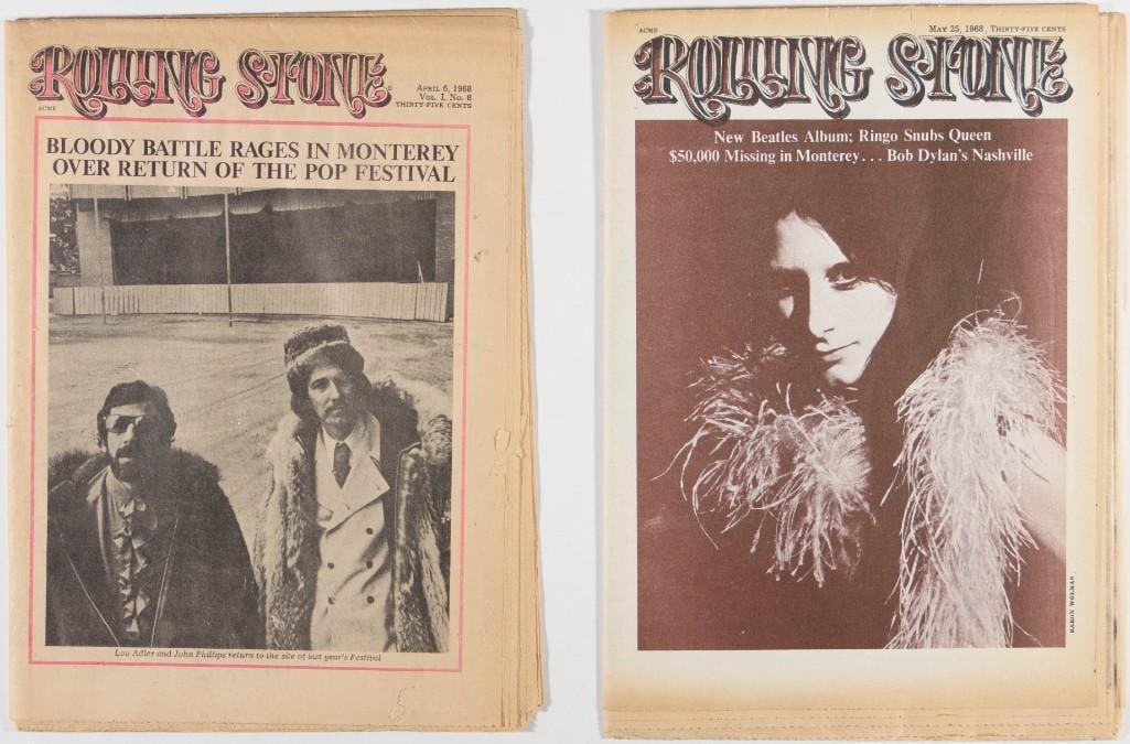 Lot of 2 Rolling Stone Magazines 1968 Vol. 1 No. 8 and Vol. 2 No. 1 Near Mint 81 (1 of 5)