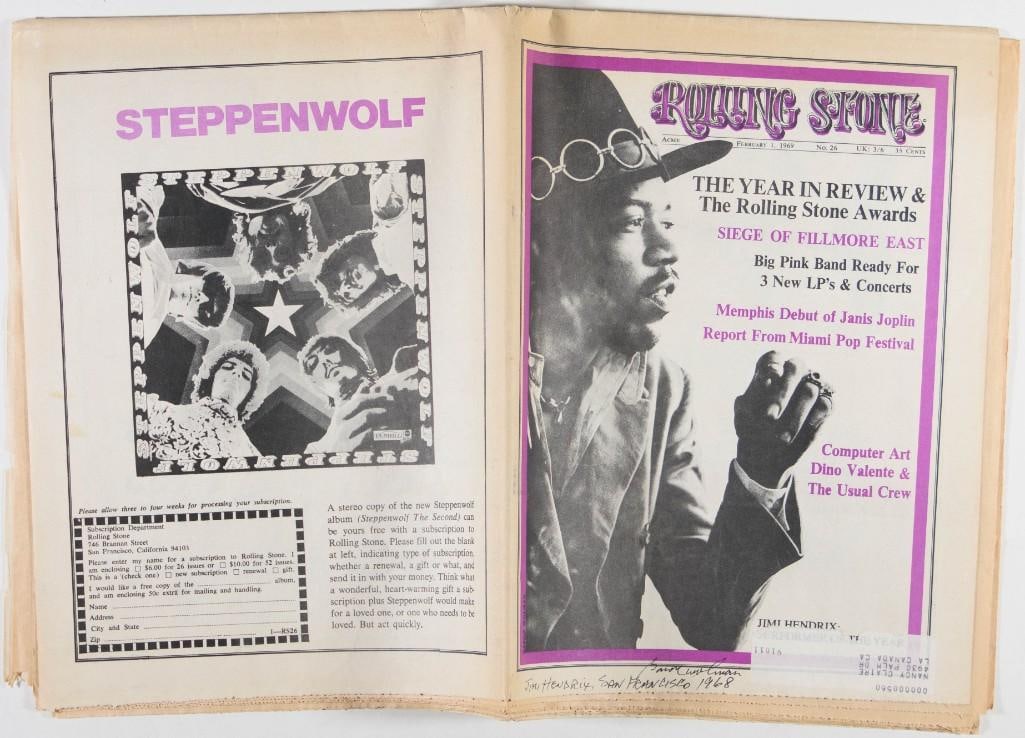 1969 Rolling Stone Jimi Hendrix No. 26 Signed Wolman Magazine Excellent 77 - 4