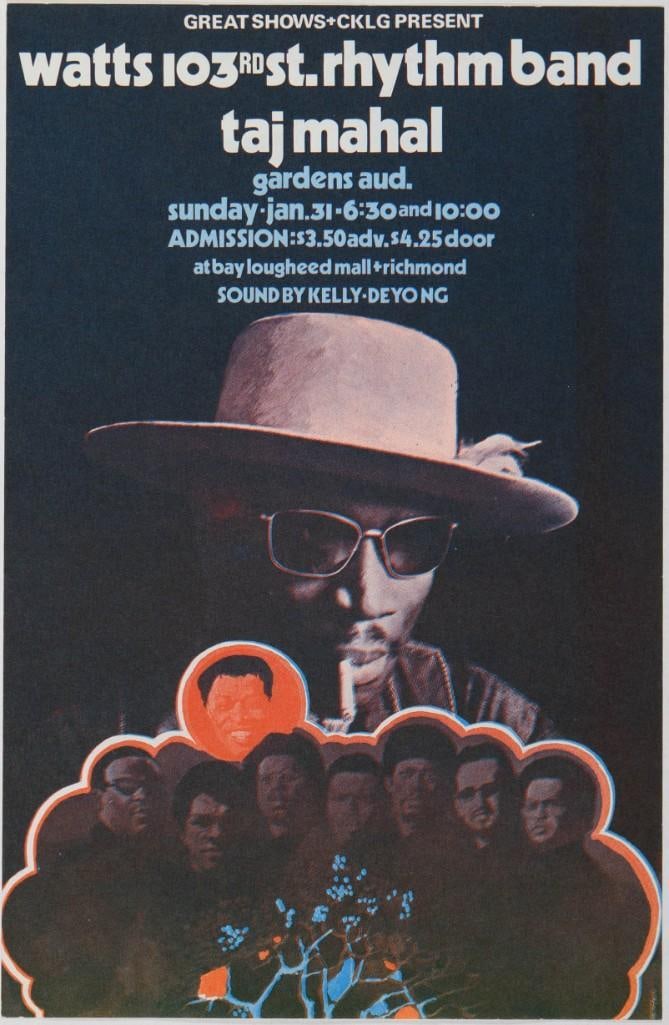 1971 Taj Mahal Watts 103rd Street Rhythm Band Gardens Auditorium Handbill Near Mint 89 (1 of 2)