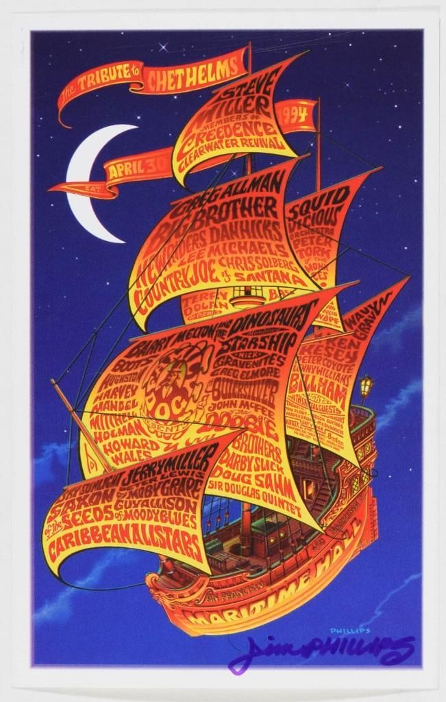 2004 Tribute to Chet Helms Moby Grape Big Brother Maritime Hall Signed Phillips Handbill Mint 91 (1 of 2)