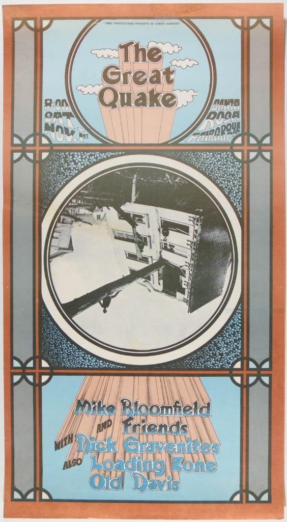 1975 Mike Bloomfield & Friends Nick Gravenites Santa Rosa Fairgrounds Poster Extra Fine 67 Restored (1 of 2)