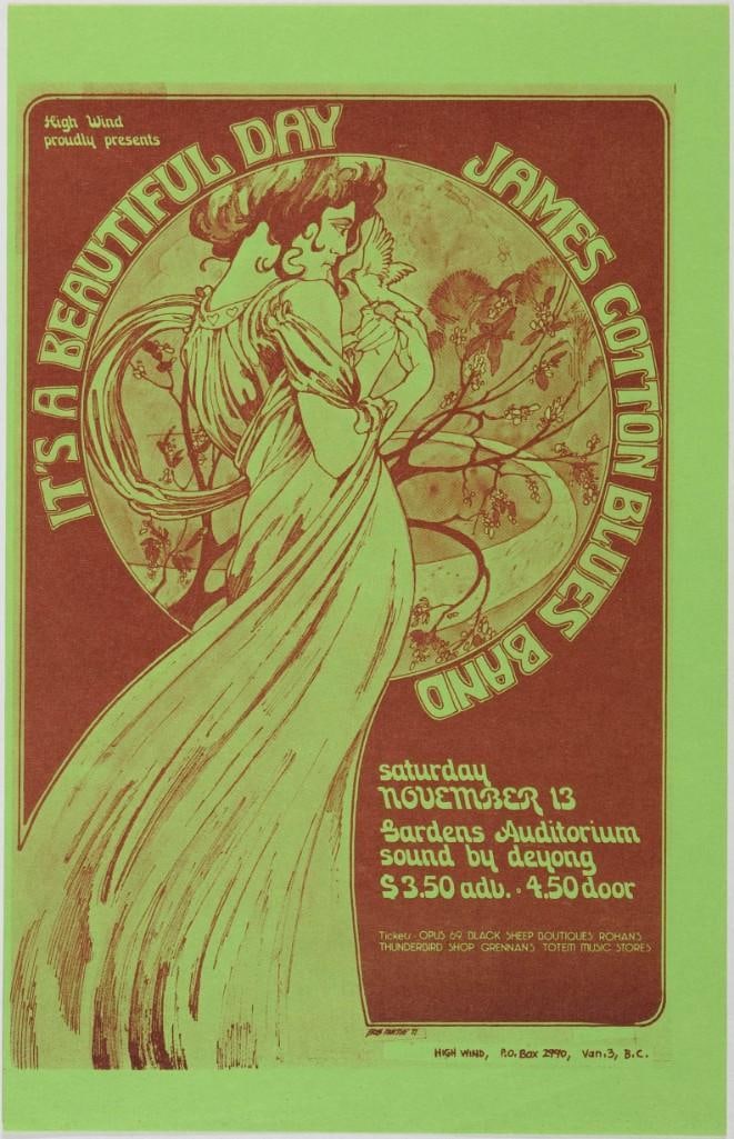 1971 It's A Beautiful Day James Cotton Blues Band Gardens Auditorium Handbill Near Mint 85 (1 of 2)