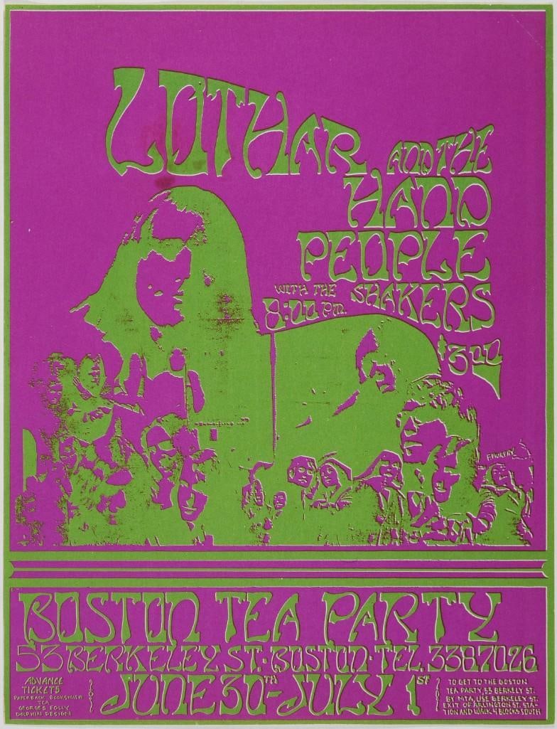 1967 Lothar & The Hand People The Boston Tea Party Handbill Excellent 77: This handbill announced Lothar and the Hand People and The Shakers appearing at The Boston Tea Party in June and July 1967. The historic Boston Tea Party was located at 53 East Berkeley Street in the