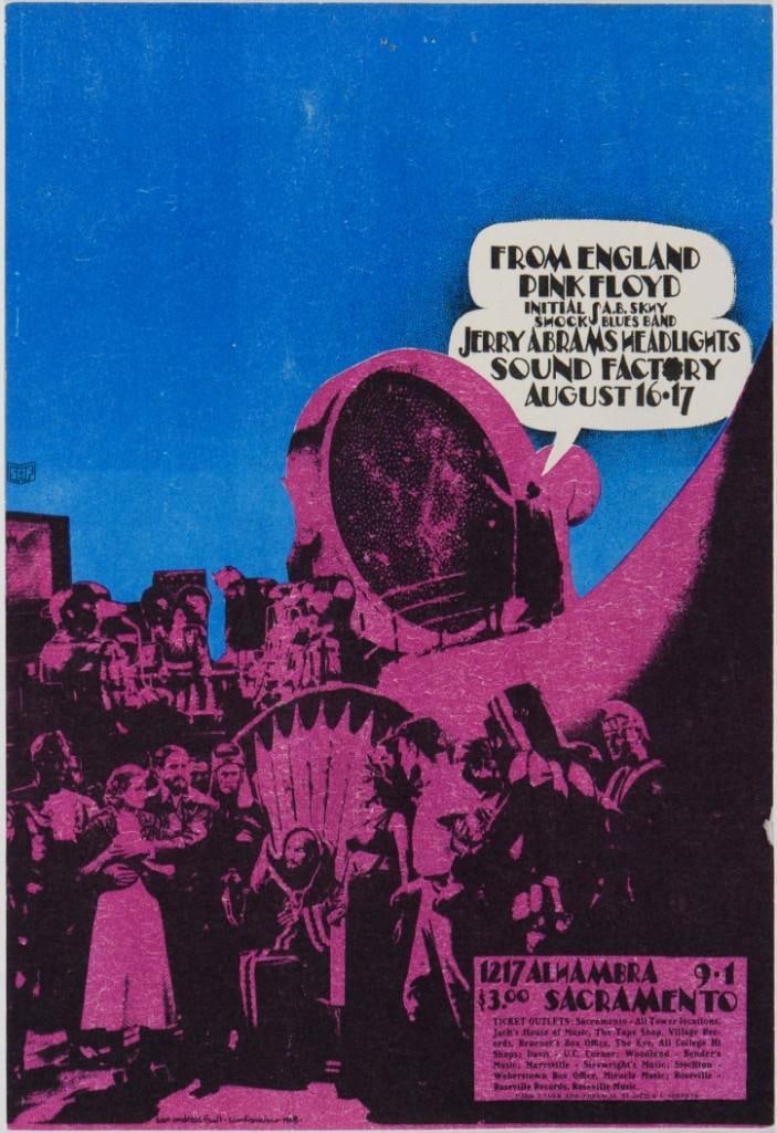 1968 AOR-3.19 Pink Floyd A.B. Skhy Initial Shock The Sound Factory Handbill Extra Fine 63 (1 of 2)
