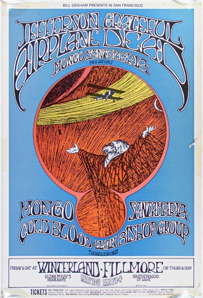 1969 BG-171 Grateful Dead Jefferson Airplane Fillmore West Poster Extra Fine 63 (1 of 2)