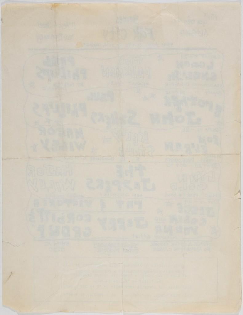 1965 The Folkmen Kelly Stelle The Jaspers Jesse Colin Young Gerdes Folk City Flyer Extra Fine 61 - 2