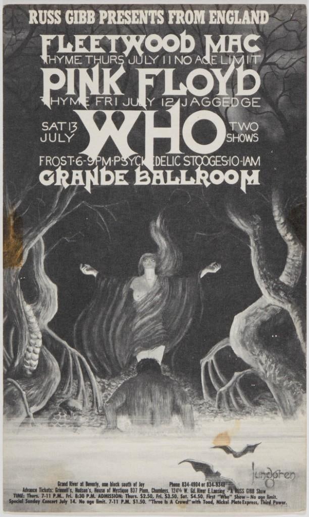 1968 G/G-680711 Pink Floyd The Who Grande Ballroom Detroit Postcard Extra Fine 61 (1 of 2)