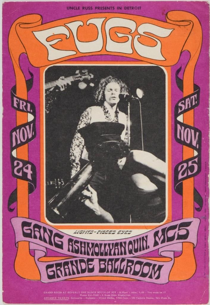 1967 G/G-671124 The Fugs Grande Ballroom Detroit Postcard Extra Fine 65 (1 of 2)