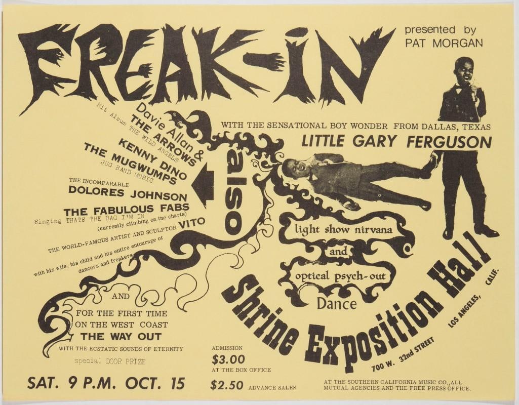 1966 The Freak-In Little Gary Ferguson Shrine Exposition Hall Handbill Near Mint 89 (1 of 1)