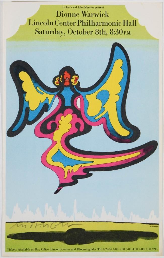 1970 Dionne Warwick The Lincoln Center New York Signed Glaser Handbill Near Mint 83 (1 of 2)