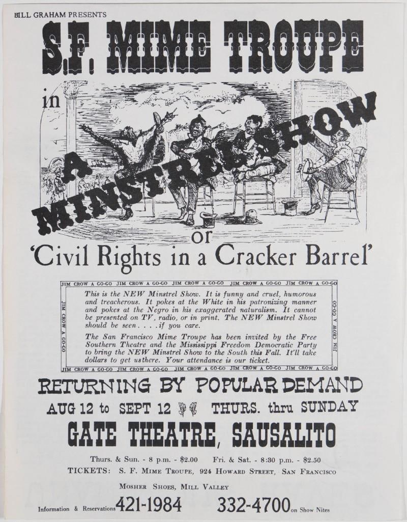 1965 S.F. Mime Troupe Gate Theatre Sausalito B&W Handbill Extra Fine 65 (1 of 2)