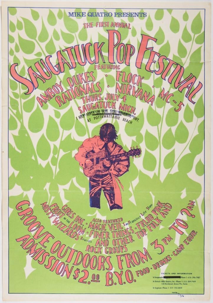 1968 Amboy Dukes MC5 Saugatuck Pop Festival Michigan Poster Extra Fine 63 (1 of 2)