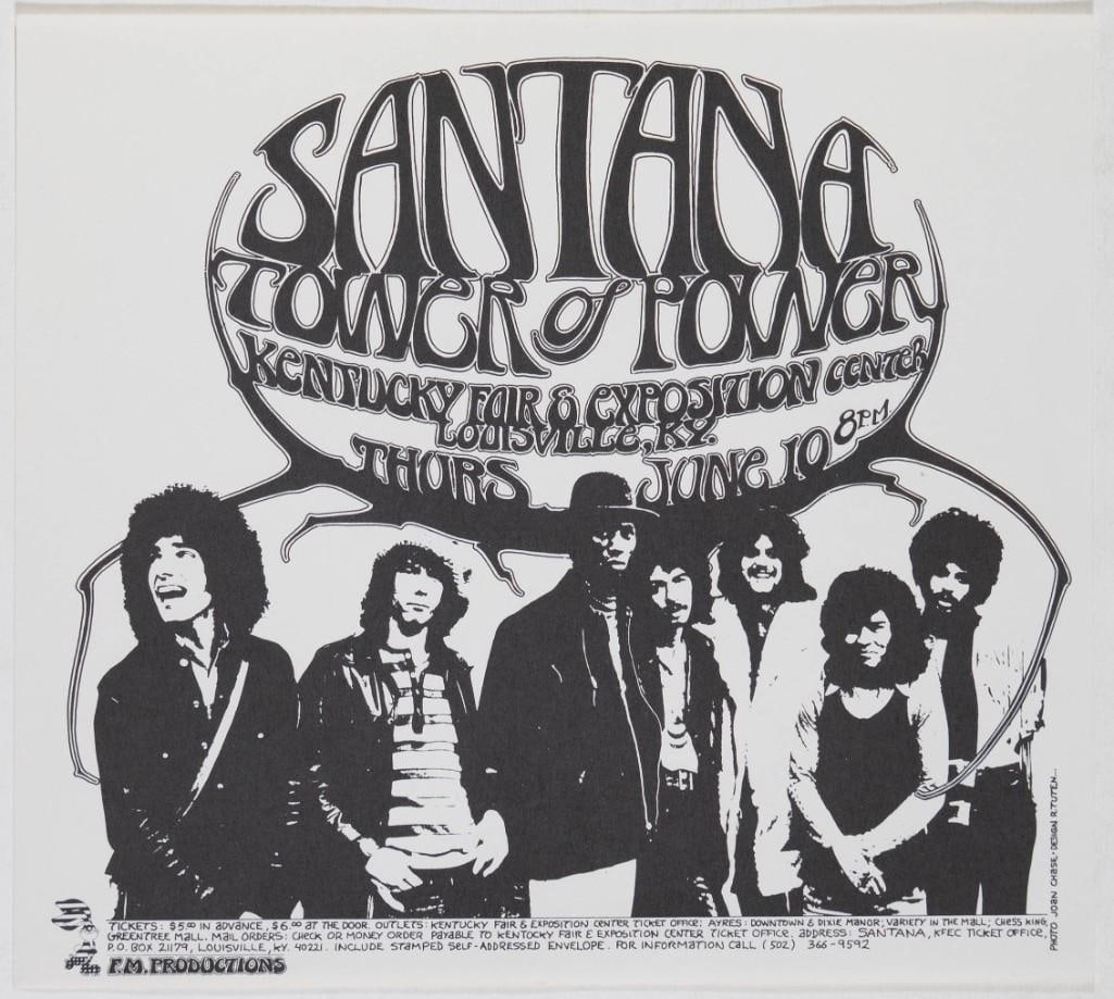 1972 Santana Tower of Power Kentucky Fair & Exposition Center Handbill Mint 91: This 1971 Randy Tuten handbill advertises Santana and Tower of Power at the Milwaukee Auditorium Arena. 100% original with no restoration! --CRITICAL DETAILS-- --TITLE Santana Kentucky Fair and