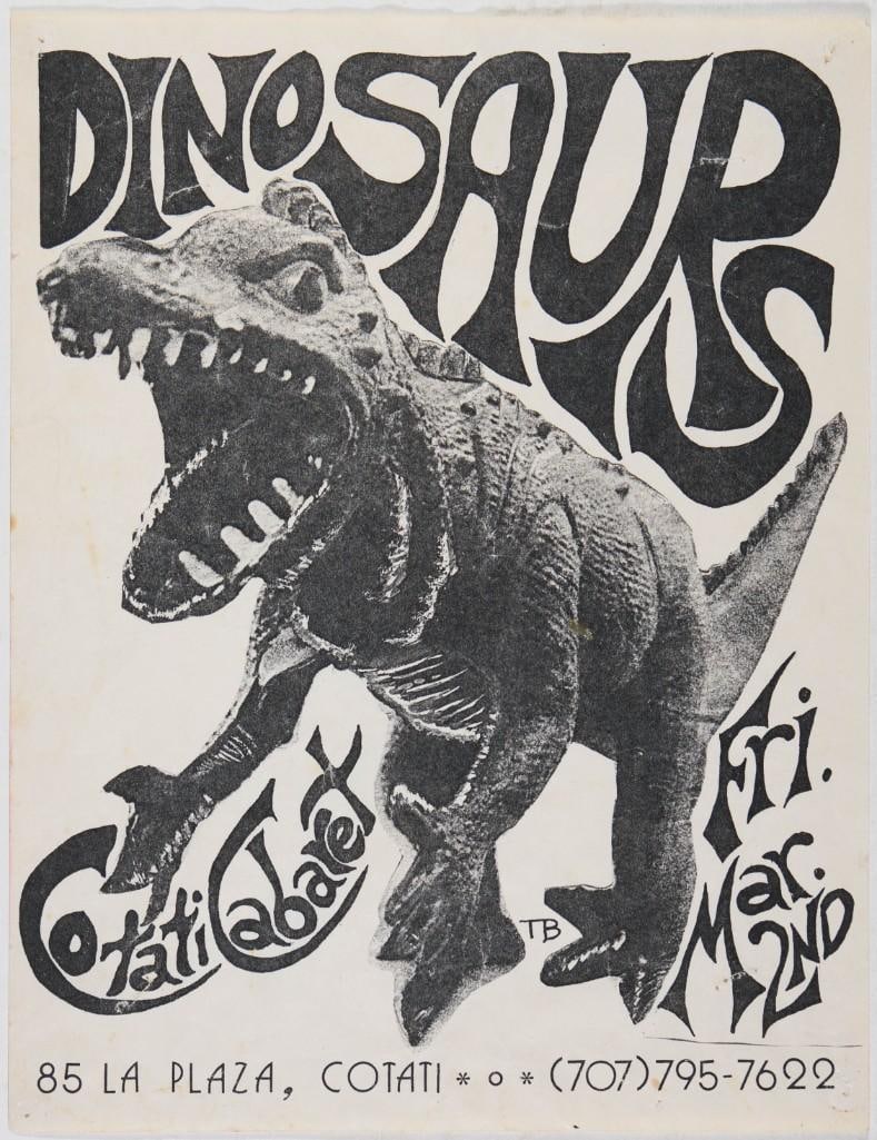 1984 The Dinosaurs Cotati Cabaret Handbill Extra Fine 67: The Dinosaurs formed in 1982 and were a Bay Area Supergroup that emerged from the psychedelic music era of San Francisco. The core group consisted of Peter Albin of Big Brother and the Holding Company
